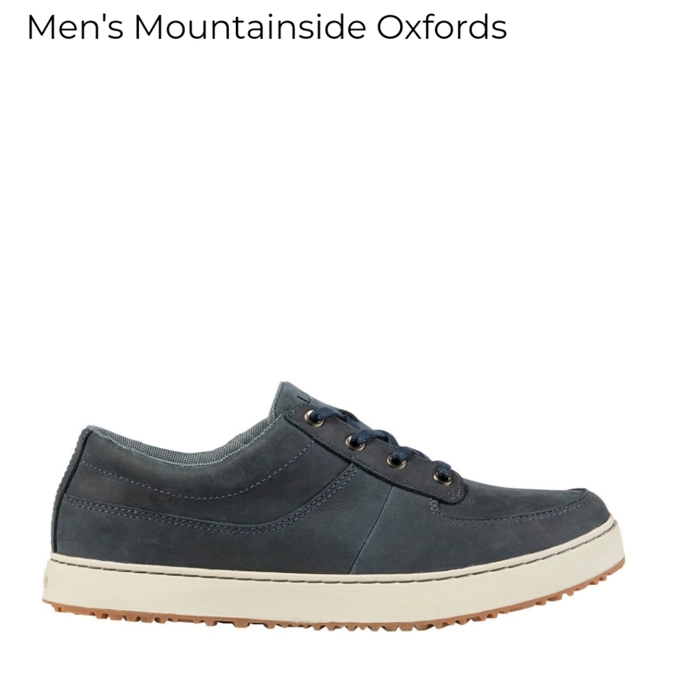 LL Bean Leather Oxford Sneaker Walking Trail  Shoe 10.5 Carbon Navy. Like new.